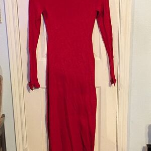 Chic Long Sleeve Red Dress
